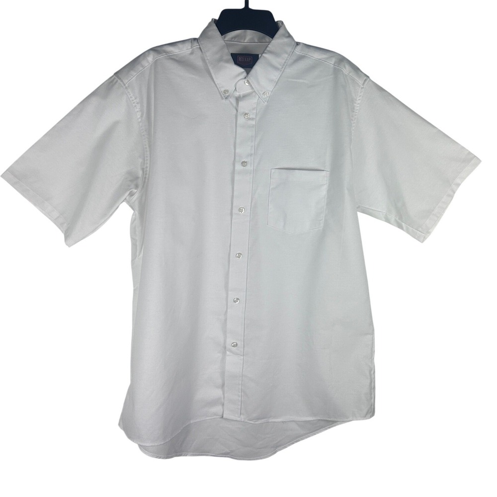 Red Kap Mens SR60WH6 White Short Sleeve Button Down Oxford Shirt Size 17 SS